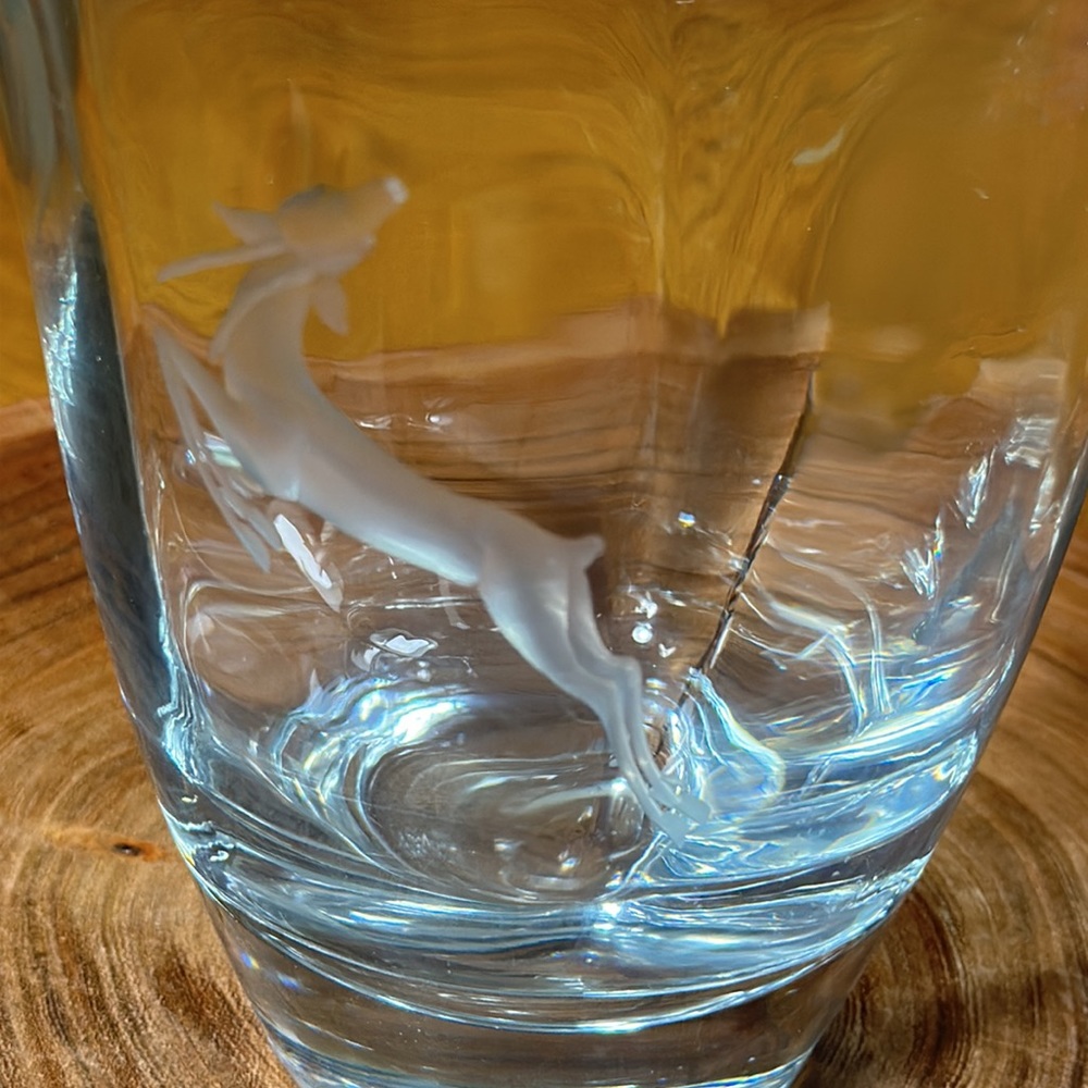 STROMBERGSHYTTAN SWEDEN 8" Crystal Vase with Etched Gazelle - Picture 10 of 12